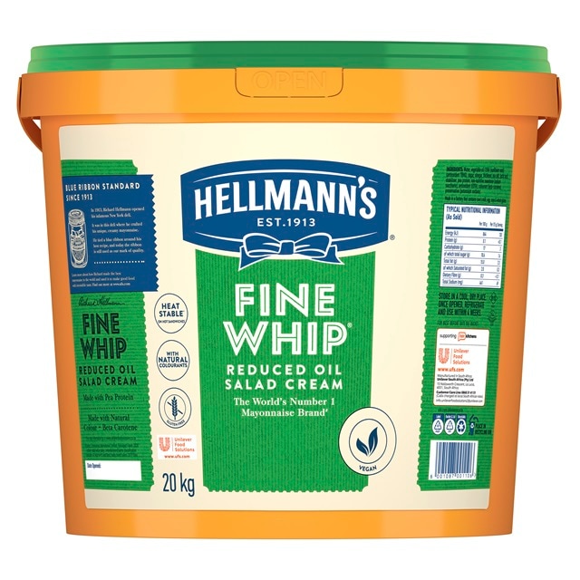 Hellmann's Fine Whip Salad Cream 20kg - Hellmann’s Fine Whip gives your toasted sandwiches the boost they need.