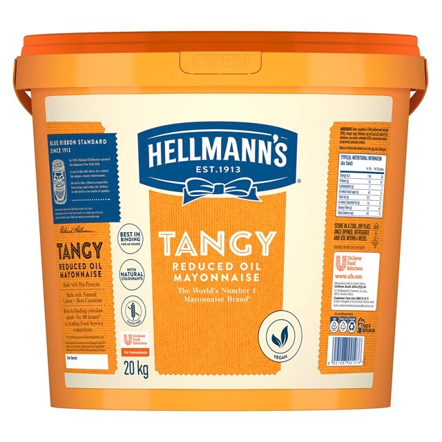 Hellmann's Tangy Mayonnaise 20 kg - Our mayonnaise keeps salads looking and tasting fresher for longer.