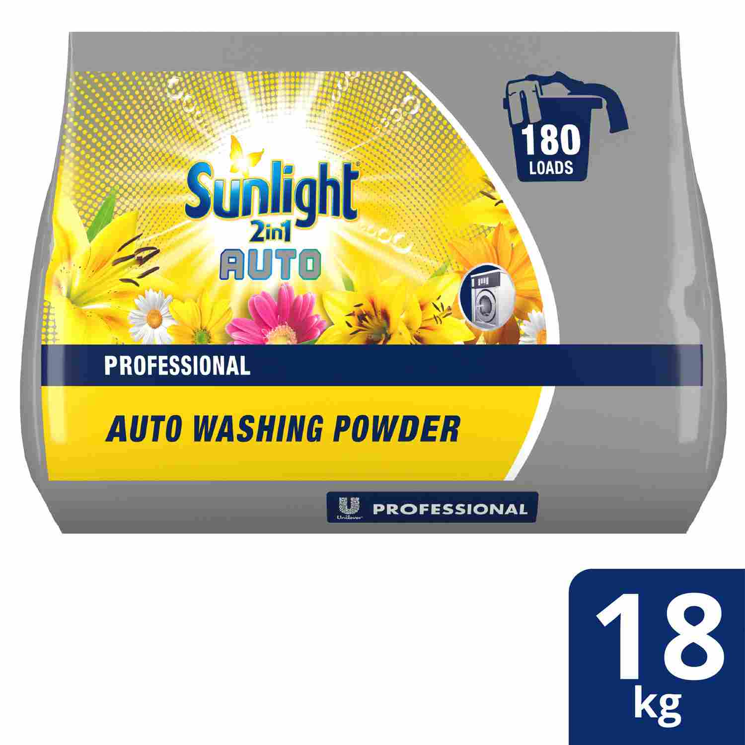 Unilever Professional Sunlight 2-in-1 Auto Washing Powder 18 Kg - Sunlight 2-in-1 Auto Washing Powder 18 kg  has a longer shelf life which means it can be bought in bulk. With Optical Brightener, it delivers a powerful clean and sensational fragrance whilst being delicate on fabrics.