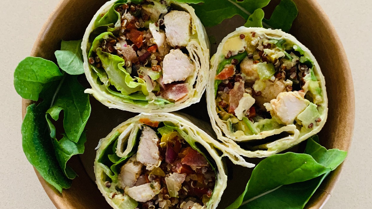 Chicken, Quinoa Salad & Avo Mayo Wrap – - Recipe
