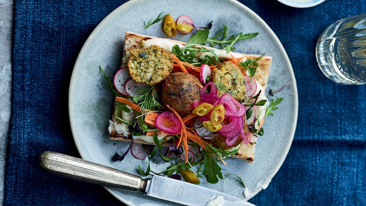 Open-Faced Falafel on Focaccia – - Recipe