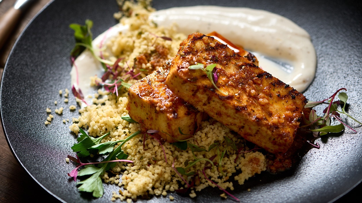 Lemon and Herb Grilled Tofu with Tahini Drizzle – - Recipe