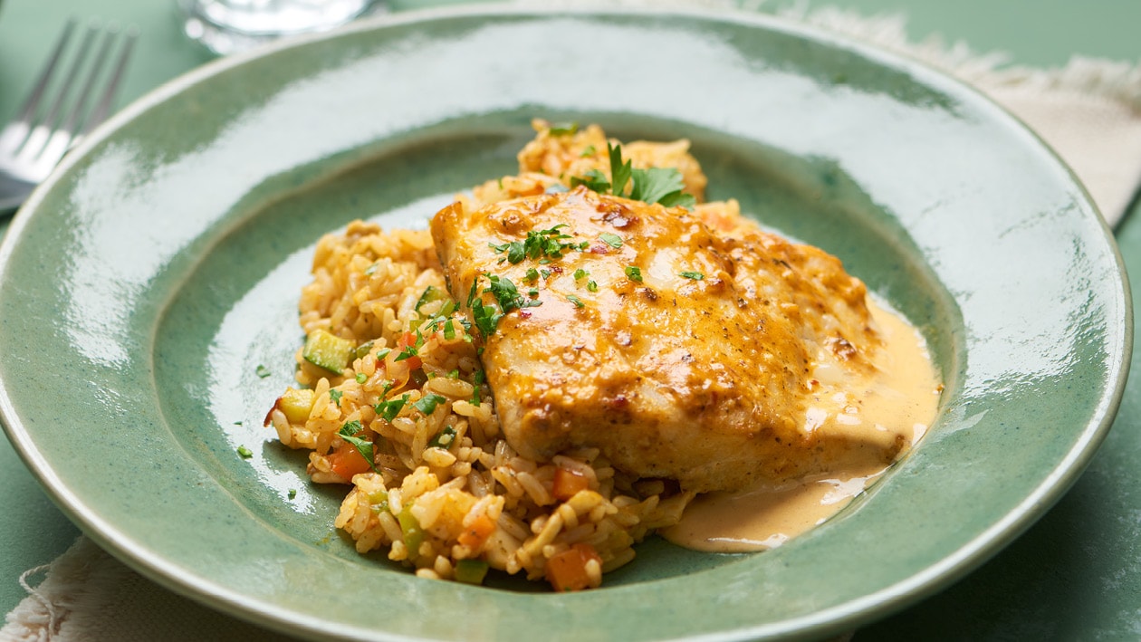 Marinated Grilled Hake with Spiced Rice – - Recipe