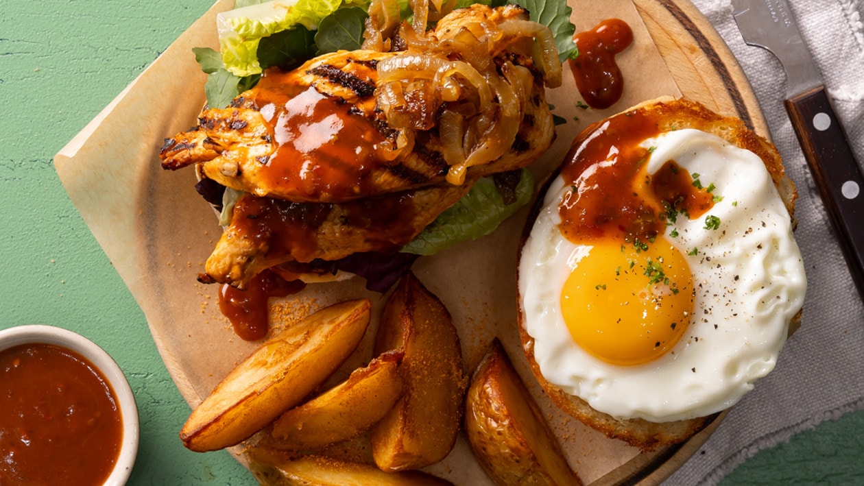 Chicken Prego Breakfast Bun Stack – - Recipe
