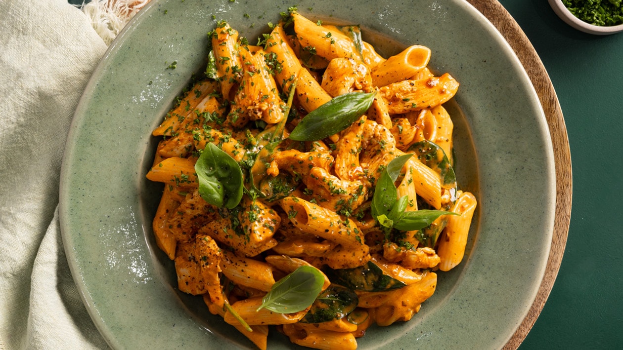 Chicken Prego Pasta with Wilted Baby Spinach – - Recipe