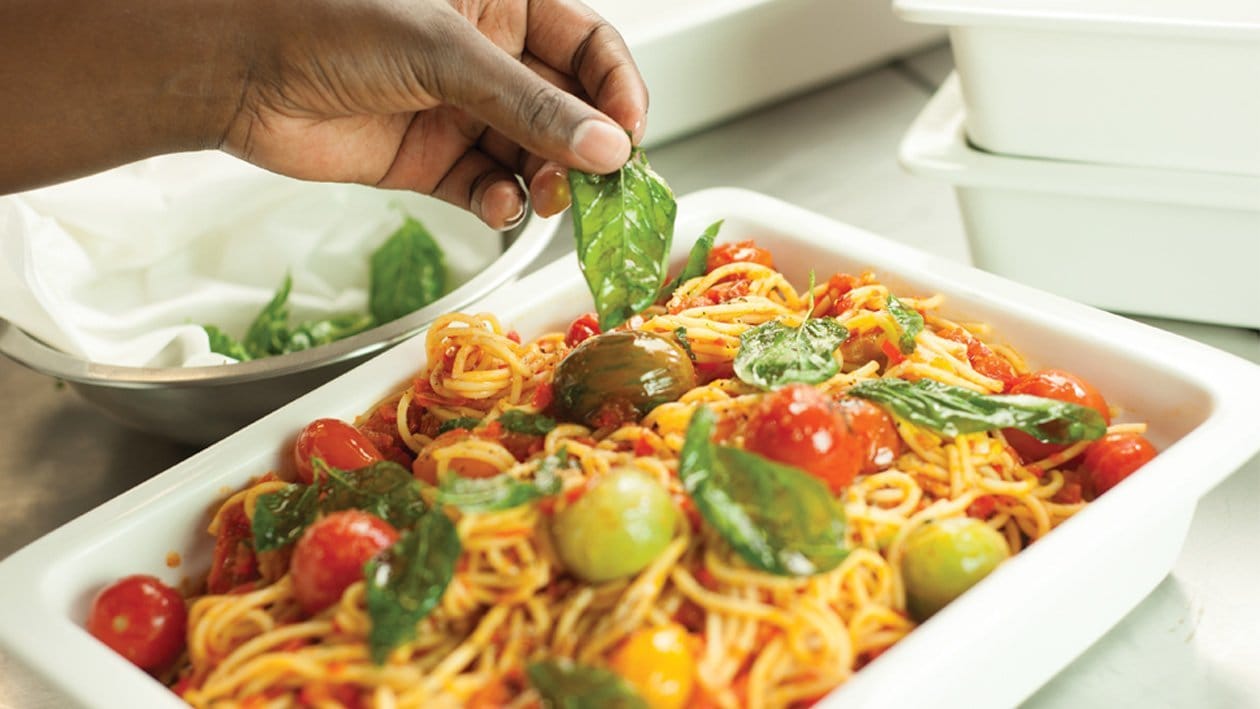 Burst Baby Tomatoes and Saucy Spaghetti – - Recipe